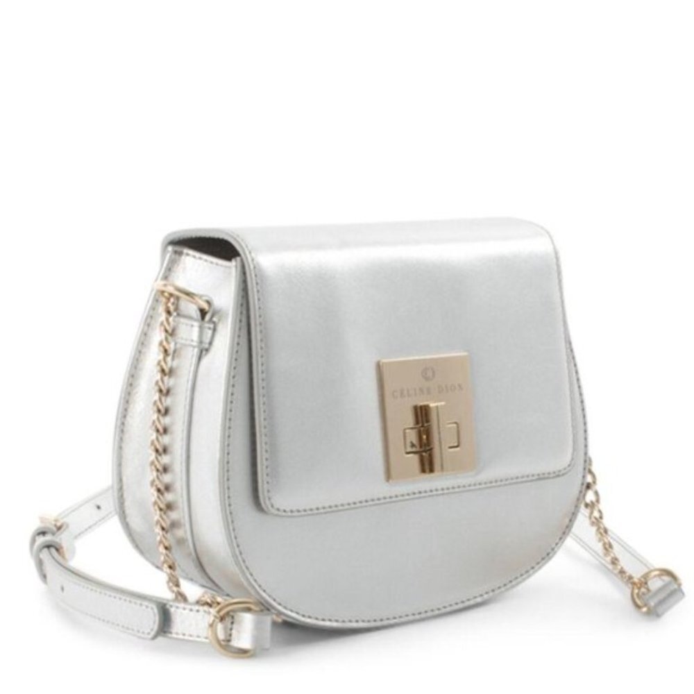 Celine Dion Minuet Flap Closure Handbag Silver